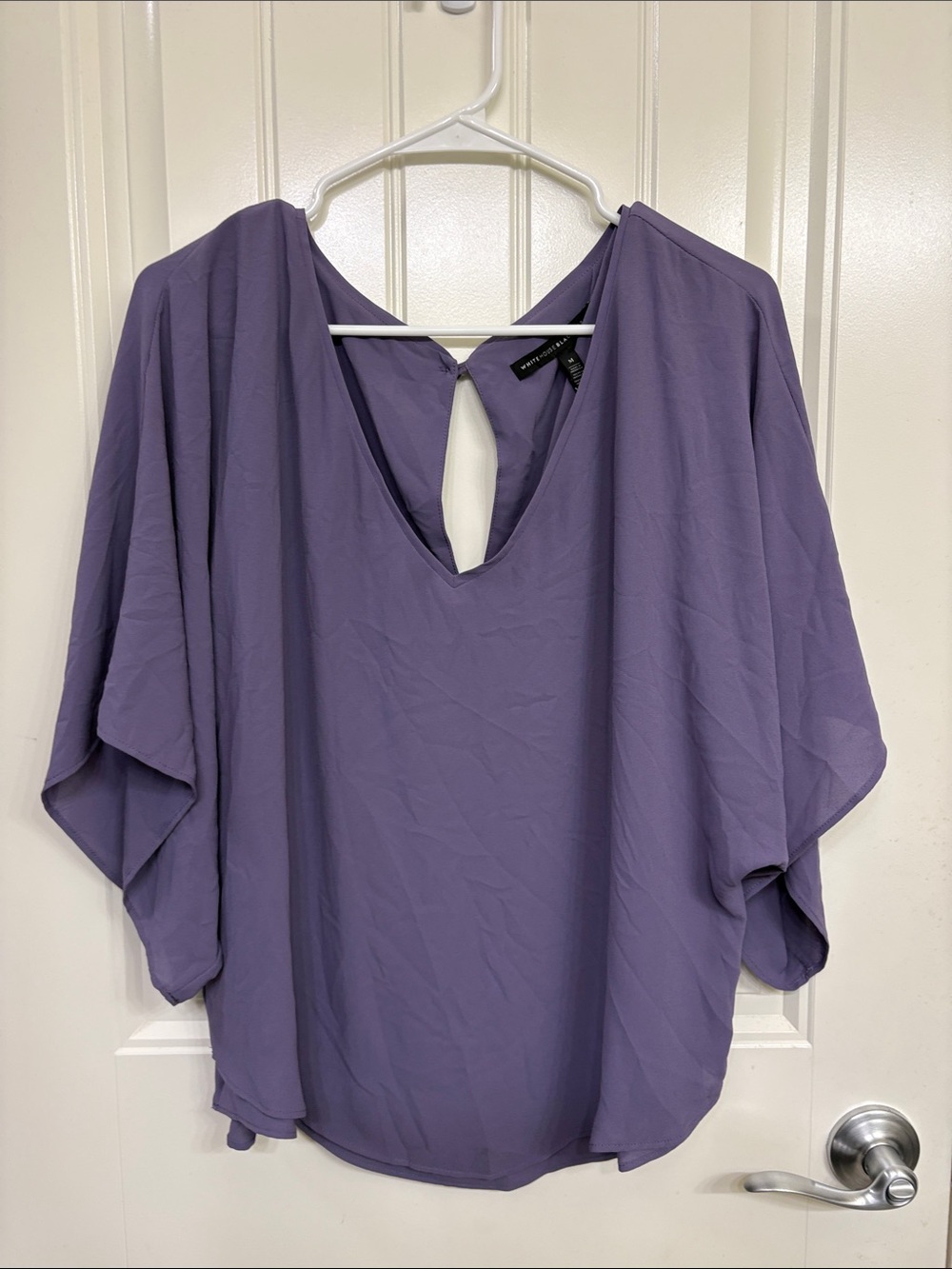 NWT White House Black Market Lavender Dolman V-Neck Blouse